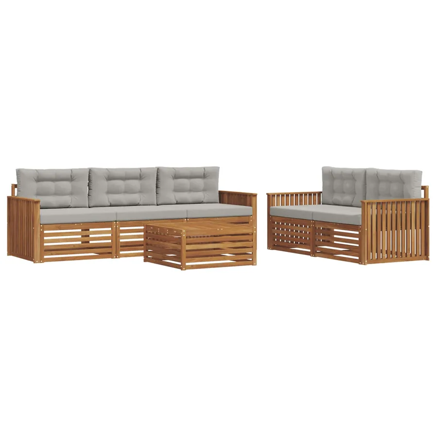 Ensemble de canapés d'extérieur 6 pcs Gris Naturel et Clair - 2