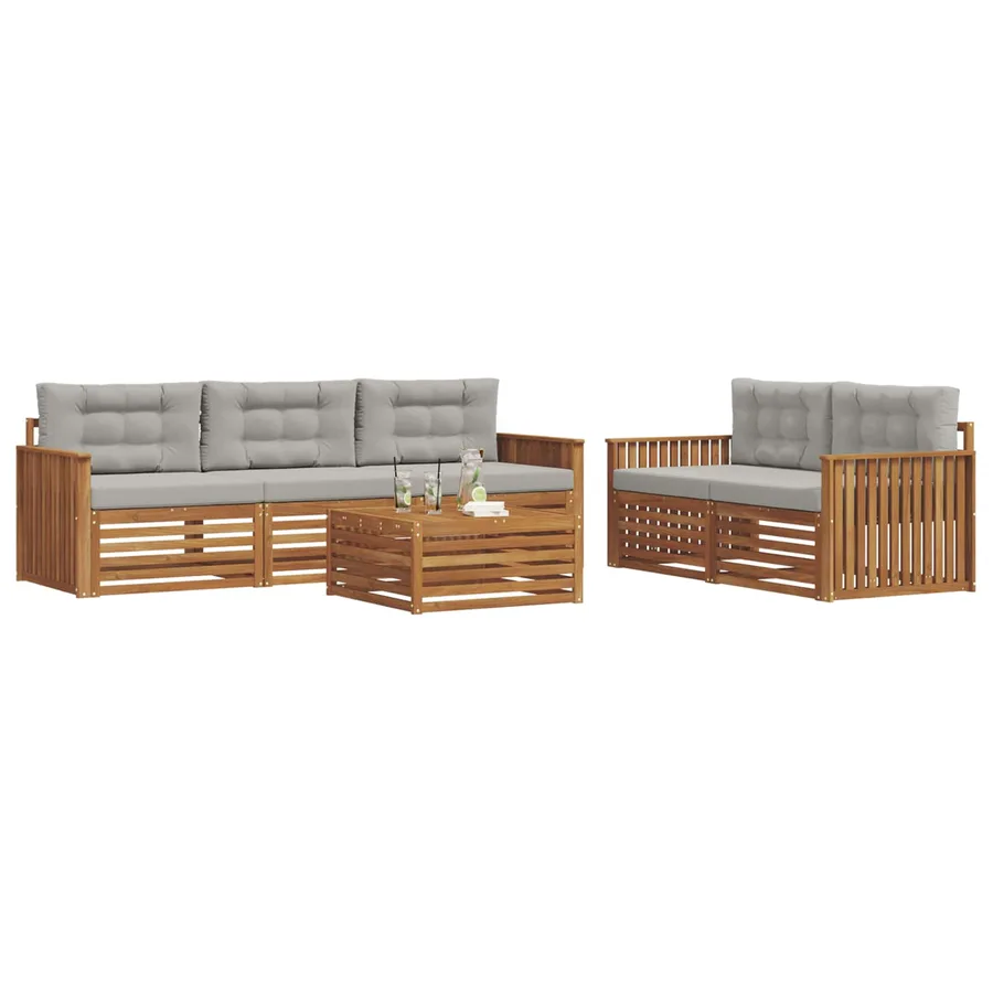 Ensemble de canapés d'extérieur 6 pcs Gris Naturel et Clair - 3