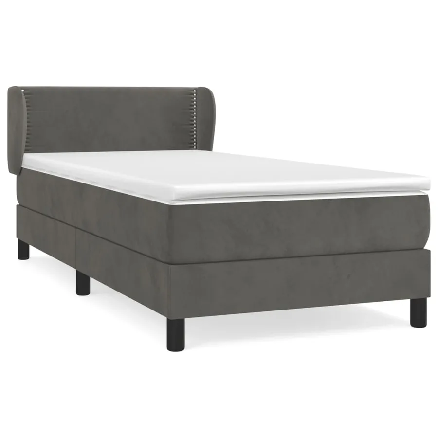 Sommier à lattes de lit et matelas Gris foncé 90x190 cm Velours - 2