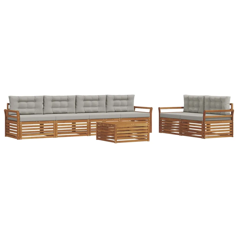 Ensemble de canapés d'extérieur 7 pcs Gris Naturel et Clair - 2