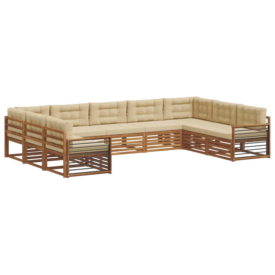 Ensemble de canapés d'extérieur 9 pcs Naturel et Beige - 2