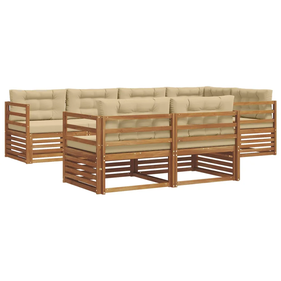 Ensemble de canapés d'extérieur 7 pcs Naturel et Beige - 2
