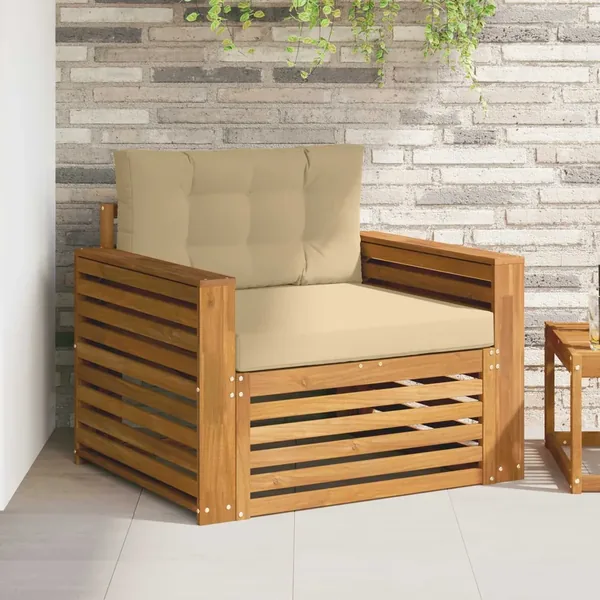 Canapé d’extérieur Bois d'acacia massif et polyester
