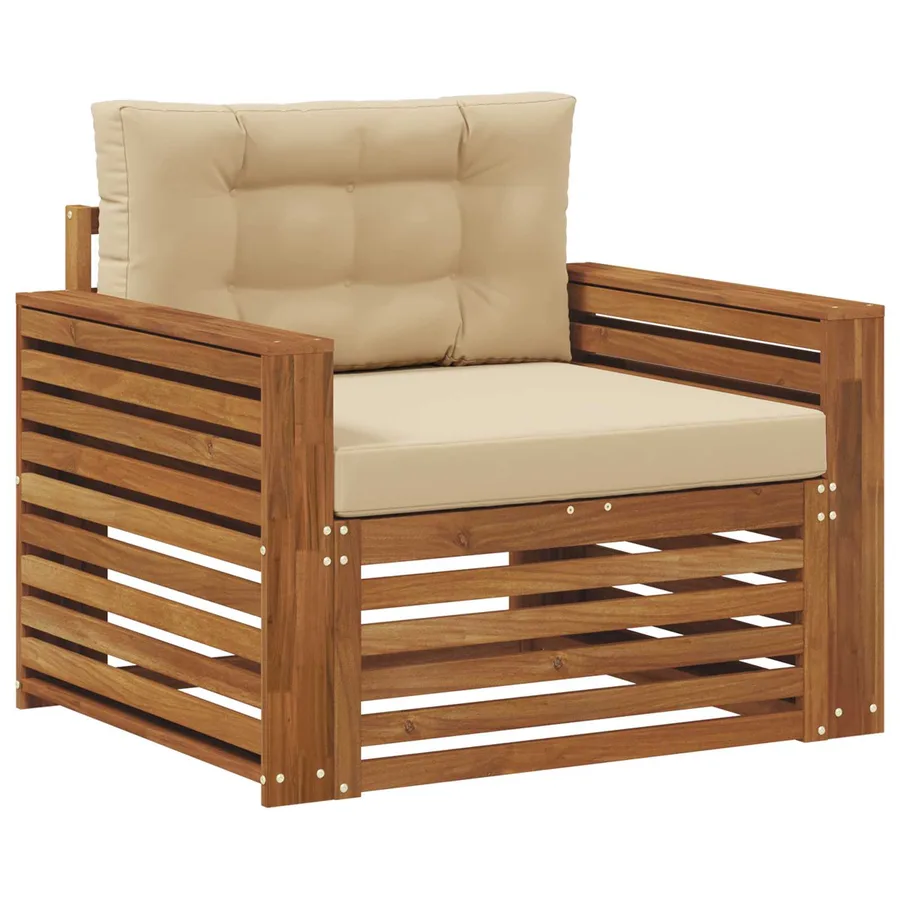 Canapé d’extérieur Bois d'acacia massif et polyester - 2