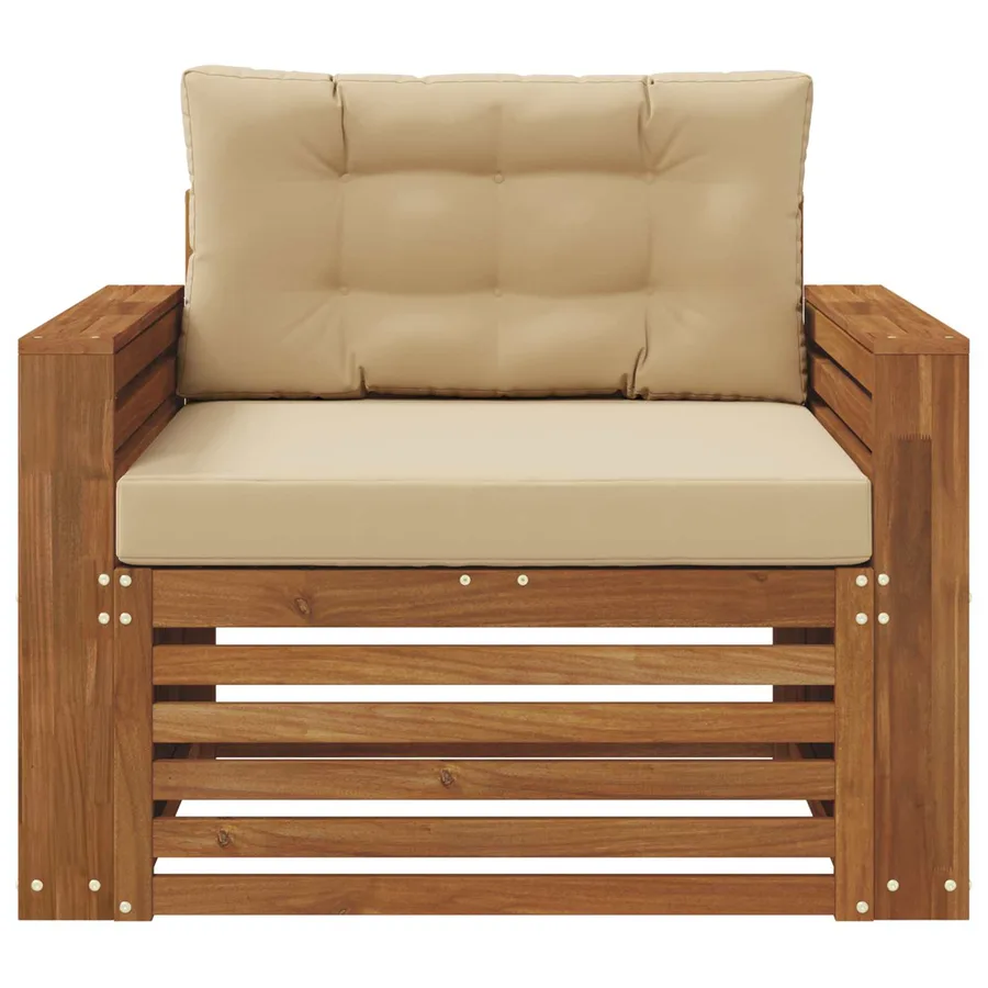 Canapé d’extérieur Bois d'acacia massif et polyester - 3