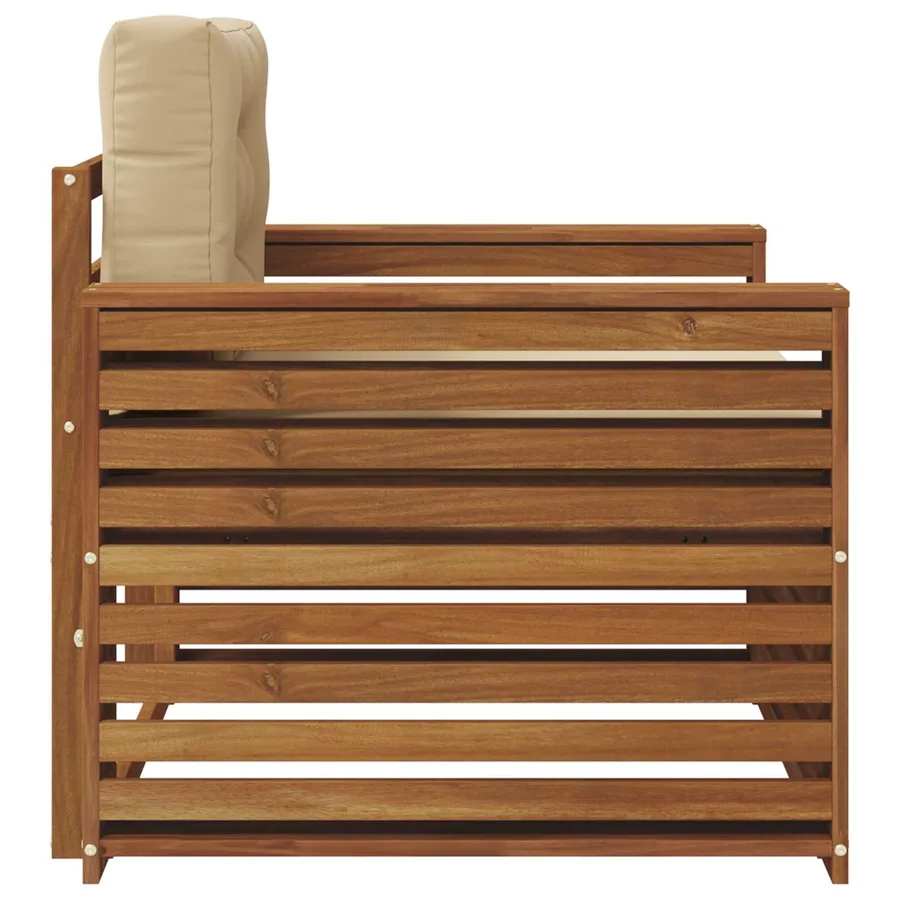 Canapé d’extérieur Bois d'acacia massif et polyester - 4