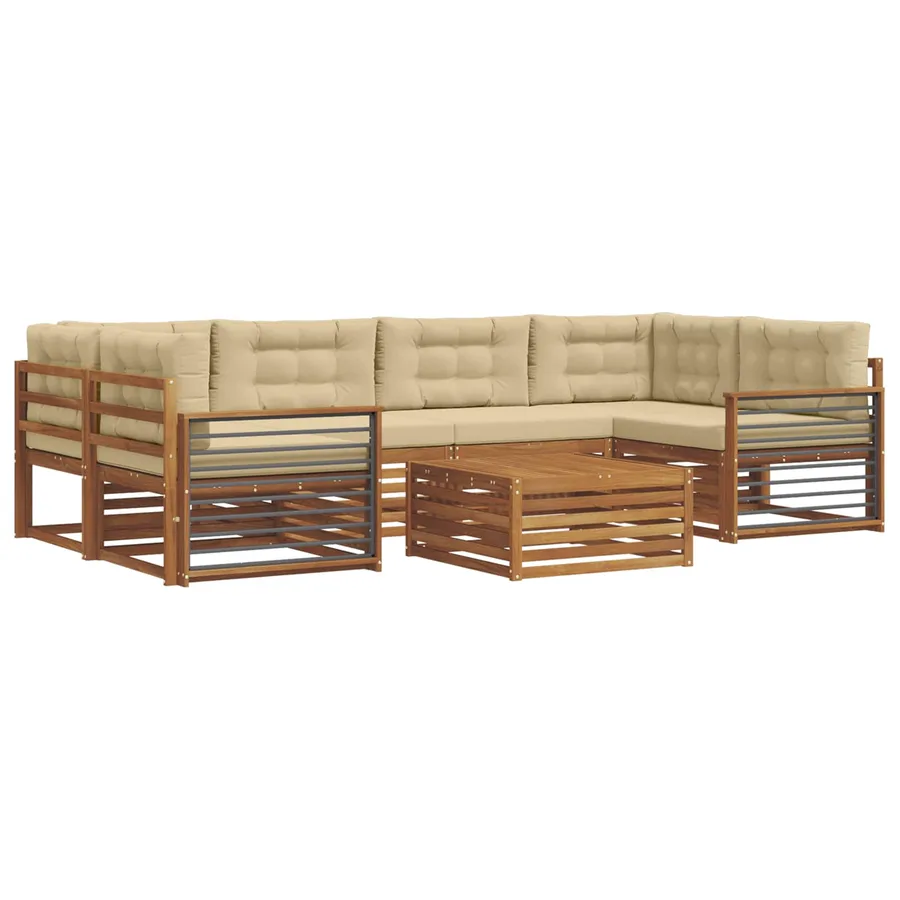 Ensemble de canapés d'extérieur 7 pcs Naturel et Beige - 2