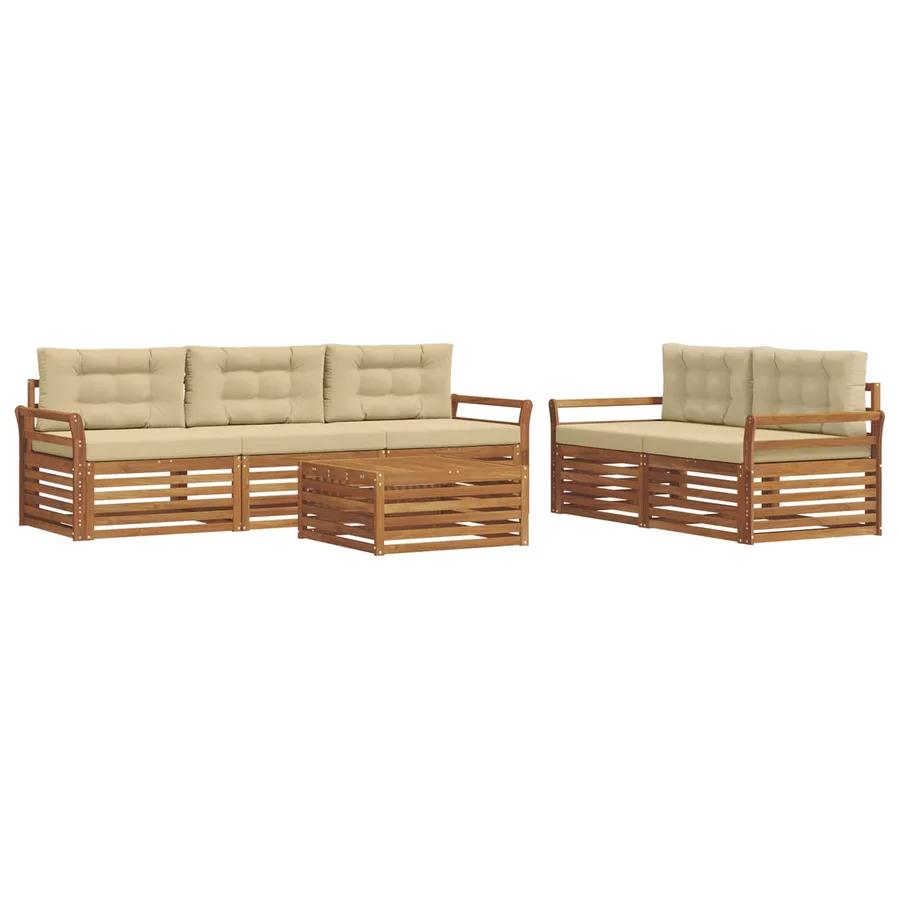 Ensemble de canapés d'extérieur 6 pcs Naturel et Beige - 2