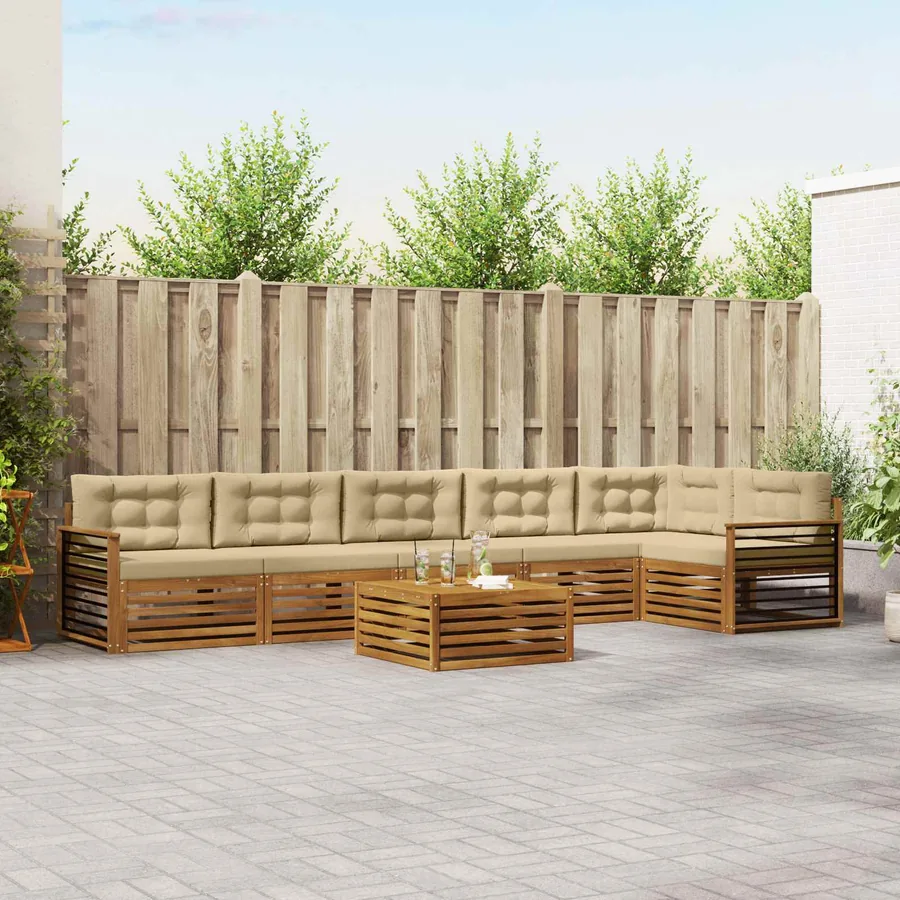 Ensemble de canapés d'extérieur 7 pcs Naturel et Beige