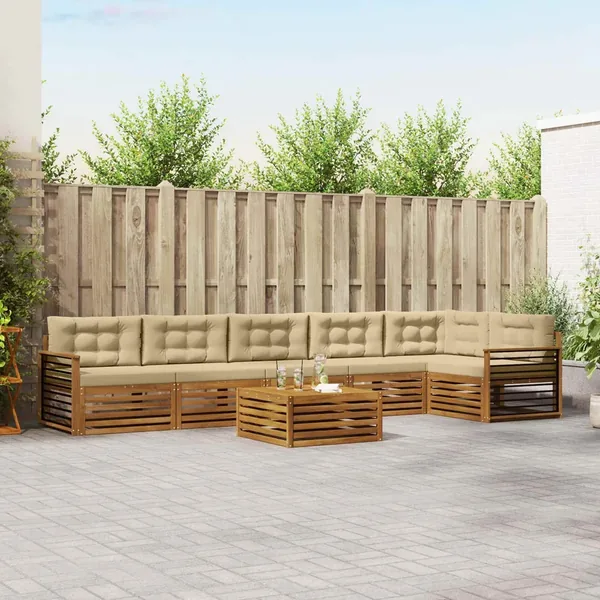 Ensemble de canapés d'extérieur 7 pcs Naturel et Beige