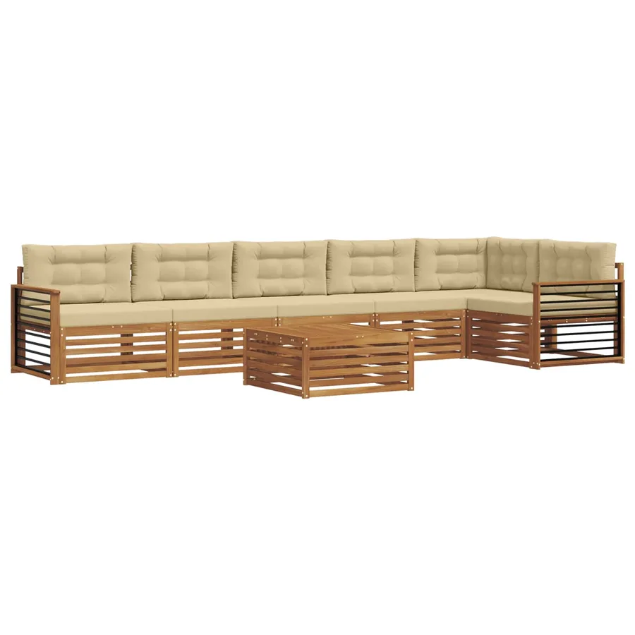 Ensemble de canapés d'extérieur 7 pcs Naturel et Beige - 2