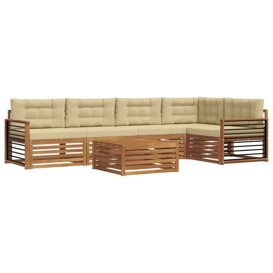 Ensemble de canapés d'extérieur 6 pcs Naturel et Beige - 2