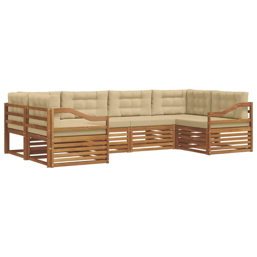 Ensemble de canapés d'extérieur 6 pcs Naturel et Beige - 2