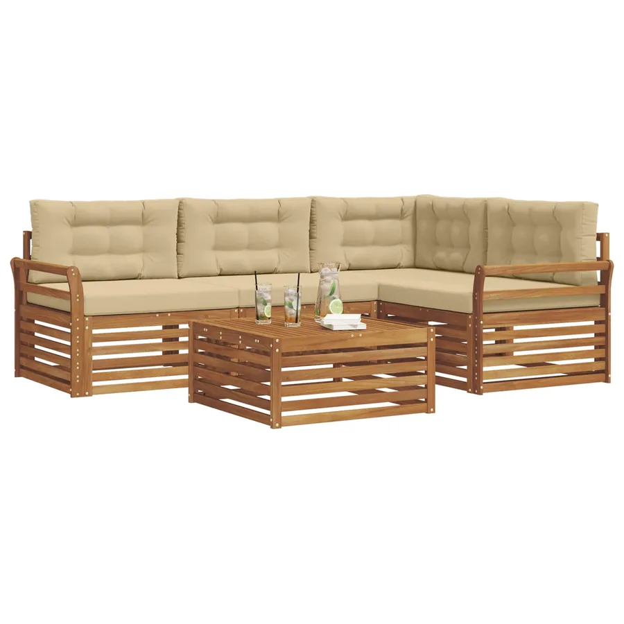 Ensemble de canapés d'extérieur 5 pcs Naturel et Beige - 3