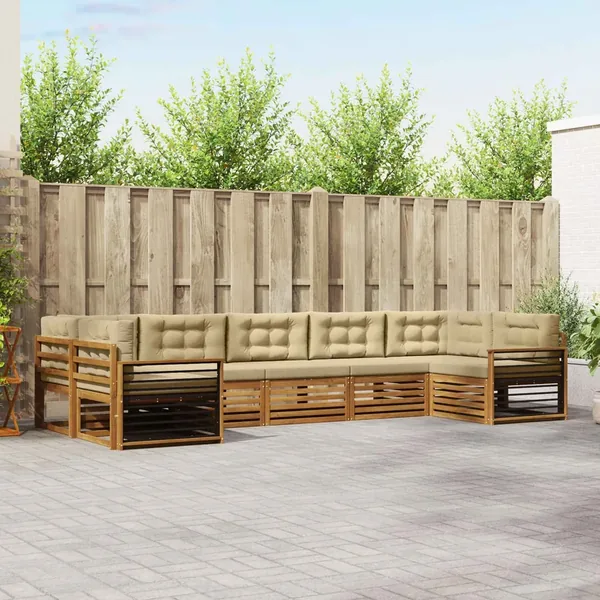 Ensemble de canapés d'extérieur 7 pcs Naturel et Beige