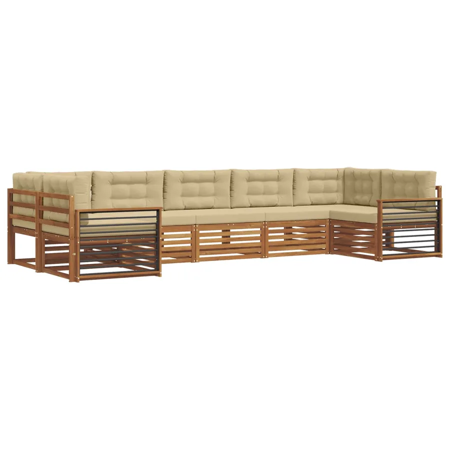 Ensemble de canapés d'extérieur 7 pcs Naturel et Beige - 2