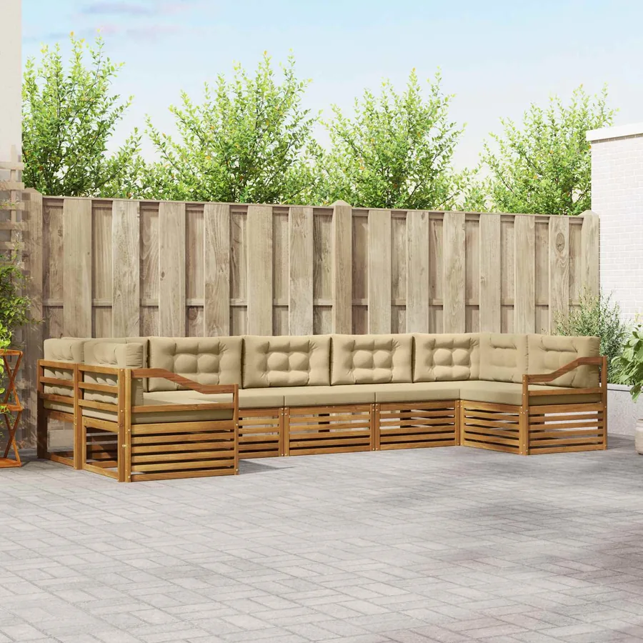 Ensemble de canapés d'extérieur 7 pcs Naturel et Beige