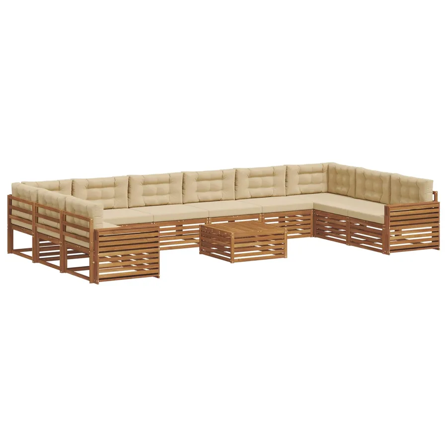 Ensembles de canapés avec coussin 11 pcs Naturel et Beige - 2