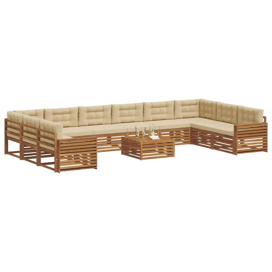 Ensembles de canapés avec coussin 11 pcs Naturel et Beige - 3