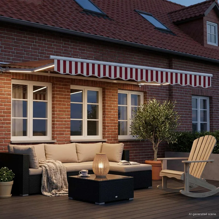 Auvent rétractable électrique Rouge et Blanc 3,5 x 2,5 m - 3
