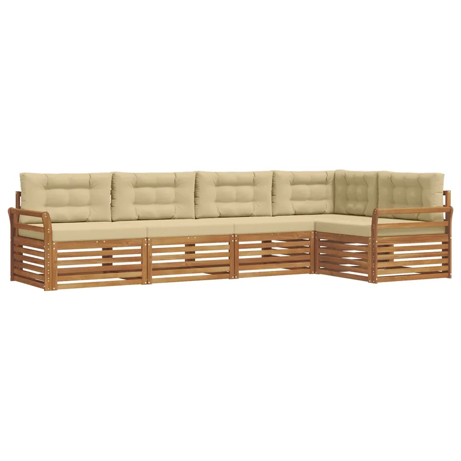 Ensemble de canapés d'extérieur 5 pcs Naturel et Beige - 2