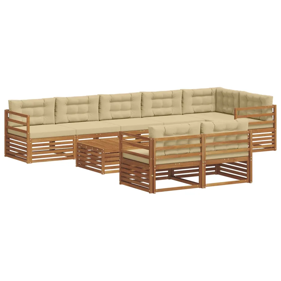 Ensemble de canapés d'extérieur 9 pcs Naturel et Beige - 2