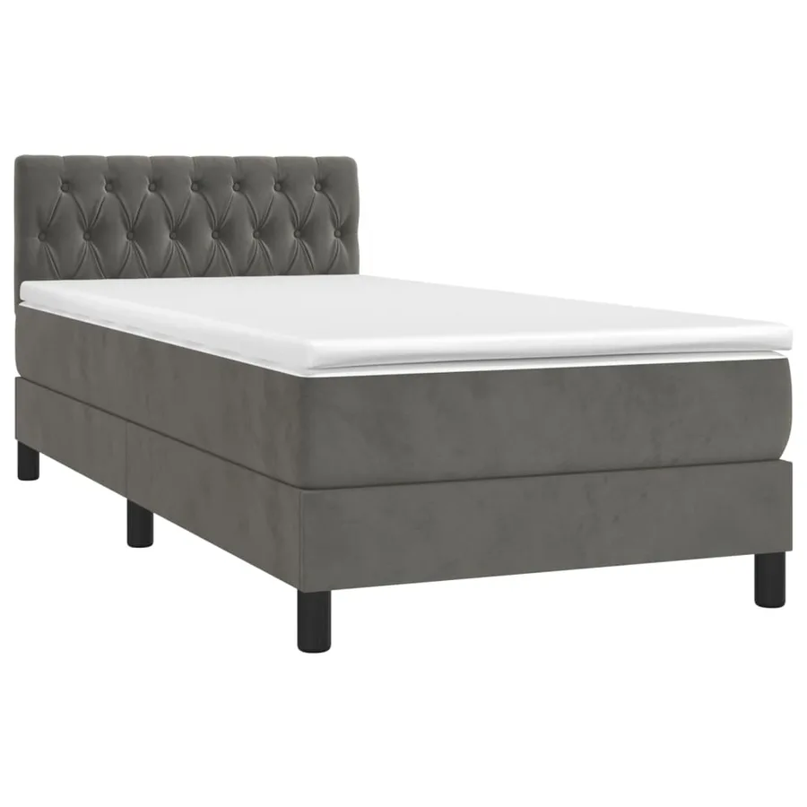 Sommier à lattes de lit avec matelas et LED Gris foncé 90x190cm - 3