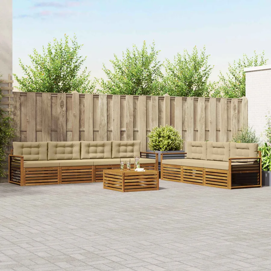 Ensemble de canapés d'extérieur 8 pcs Naturel et Beige