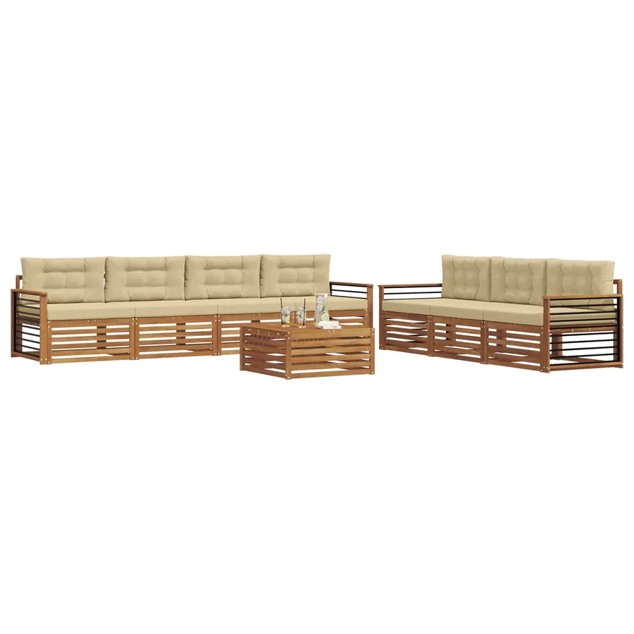 Ensemble de canapés d'extérieur 8 pcs Naturel et Beige - 3