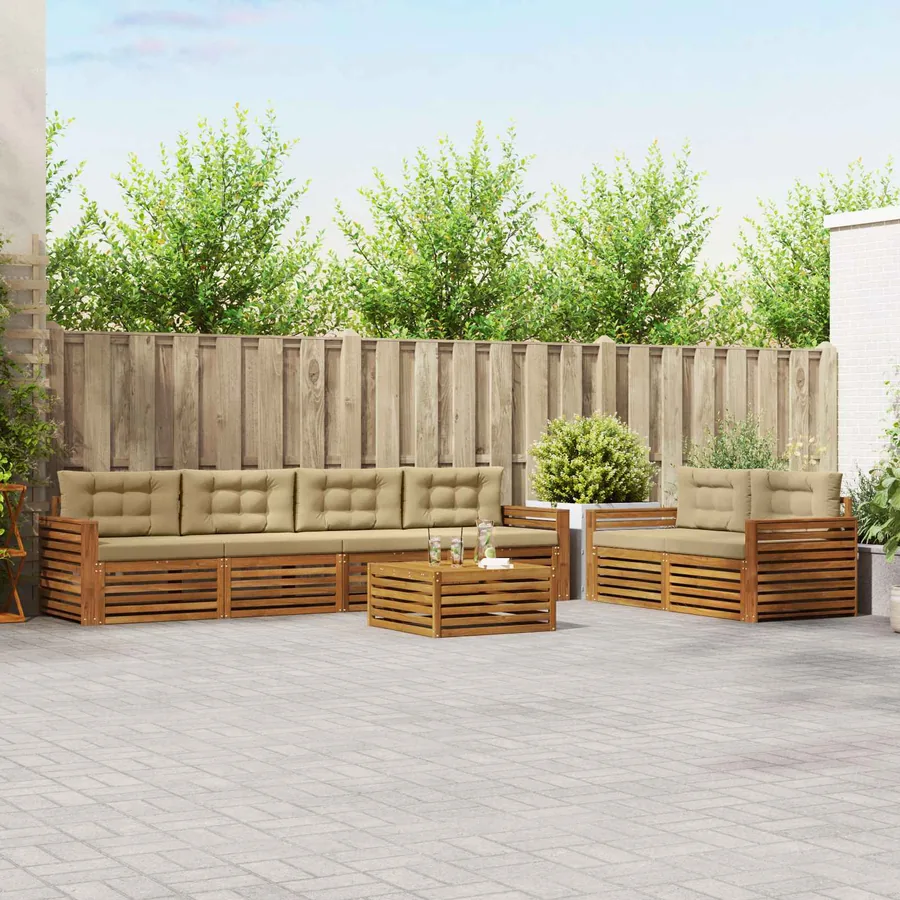 Ensemble de canapés d'extérieur 7 pcs Naturel et Beige