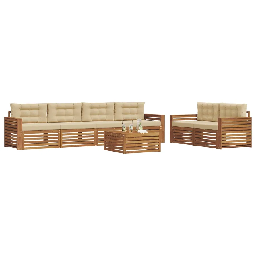 Ensemble de canapés d'extérieur 7 pcs Naturel et Beige - 3