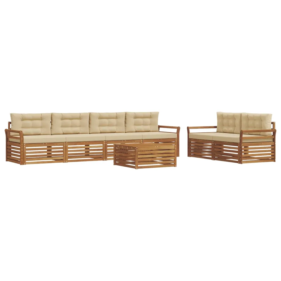 Ensemble de canapés d'extérieur 7 pcs Naturel et Beige - 2