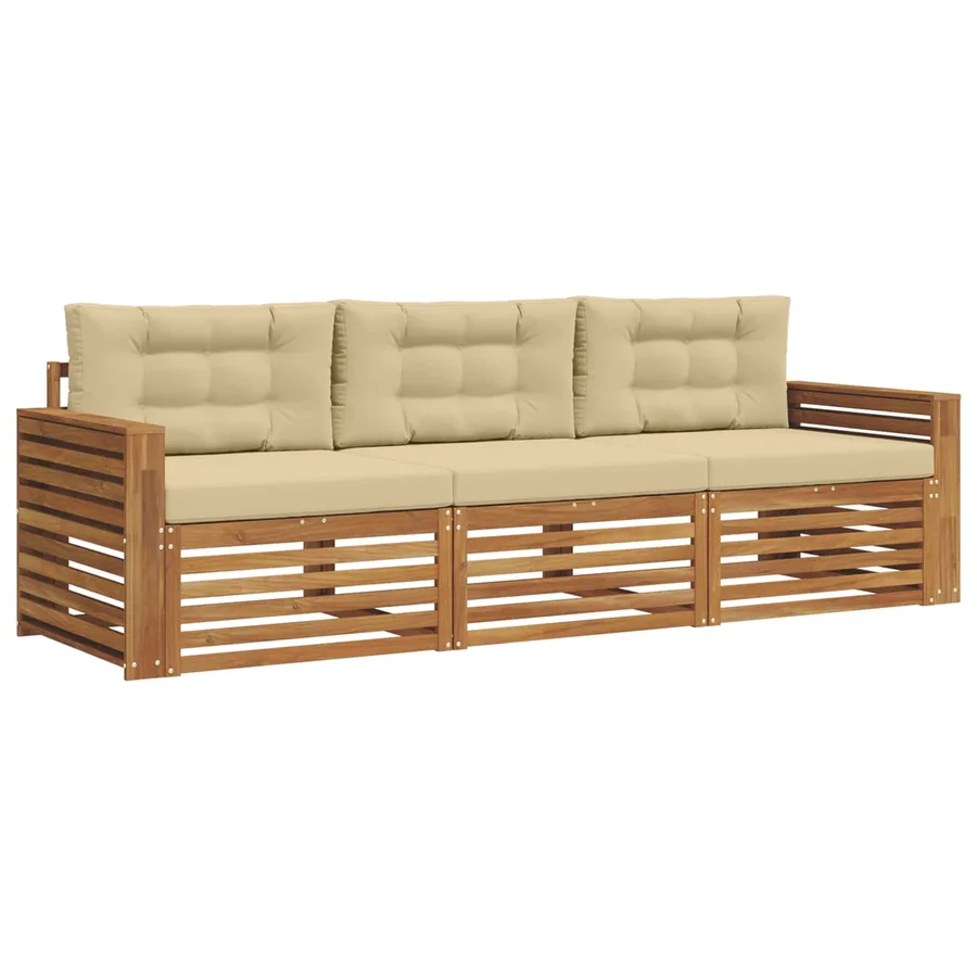 Ensemble de canapés d'extérieur 3 pcs Naturel et Beige - 2
