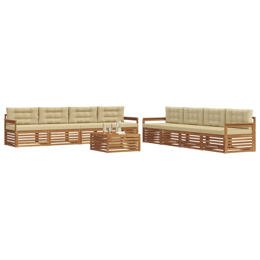 Ensemble de canapés d'extérieur 9 pcs Naturel et Beige - 3
