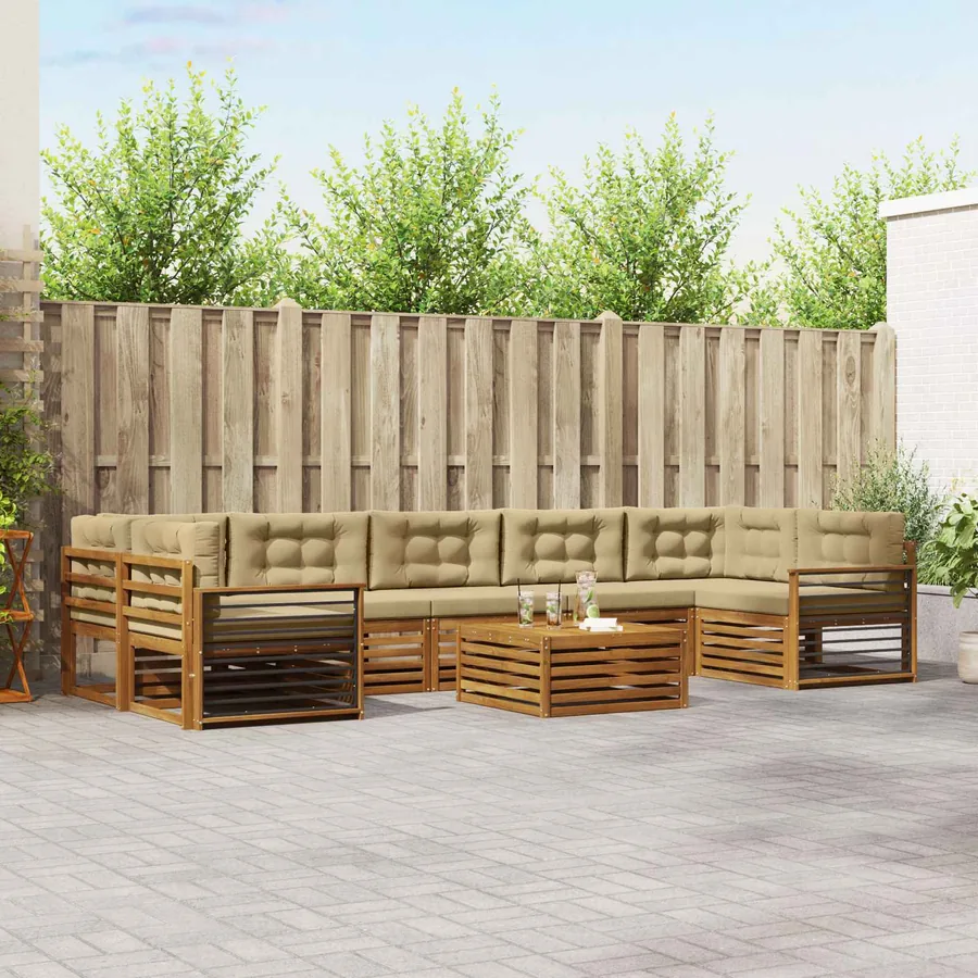 Ensemble de canapés d'extérieur 8 pcs Naturel et Beige