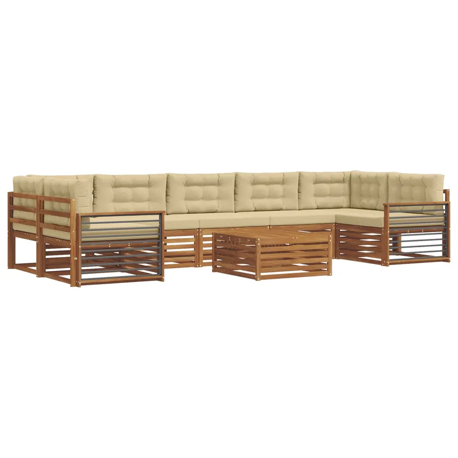 Ensemble de canapés d'extérieur 8 pcs Naturel et Beige - 2