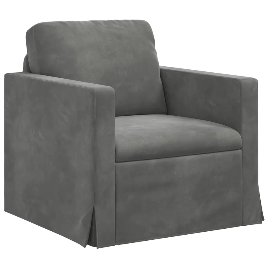 Canapé Gris foncé 78 x 78 x 80 cm Velours - 2