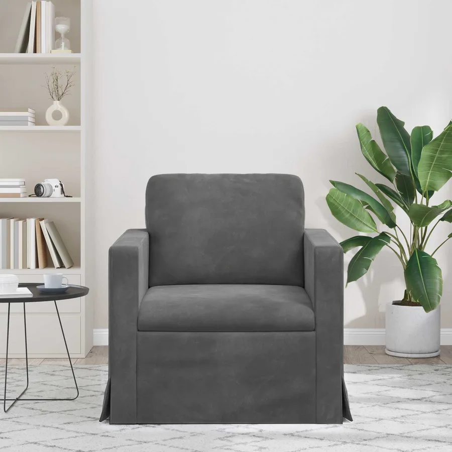 Canapé Gris foncé 78 x 78 x 80 cm Velours - 3