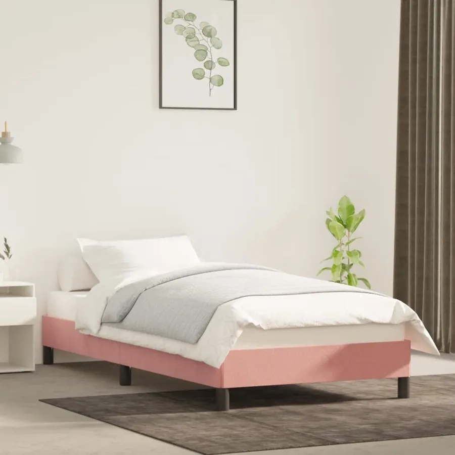 Cadre de lit sans matelas rose 90x200 cm velours