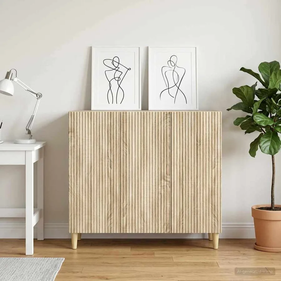 Buffet Chêne Sonoma 89 x 34,5 x 80 cm Bois d'ingénierie - 4