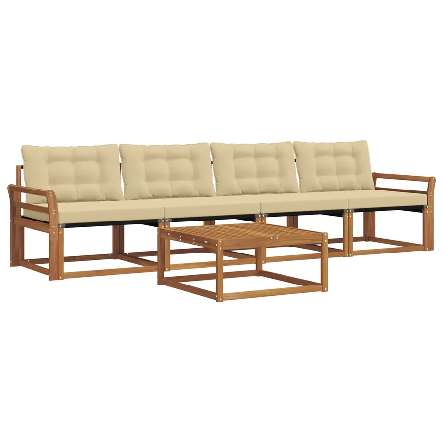 Ensemble de canapés d'extérieur 5 pcs Naturel et Beige - 2