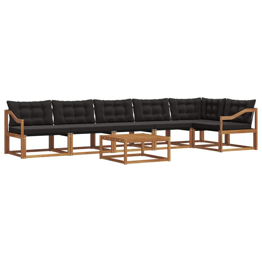 Ensemble de canapés d'extérieur 7 pcs Naturel et Noir - 2