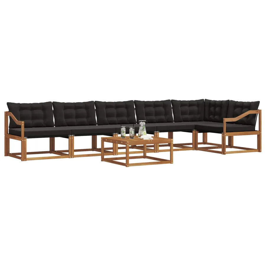 Ensemble de canapés d'extérieur 7 pcs Naturel et Noir - 3