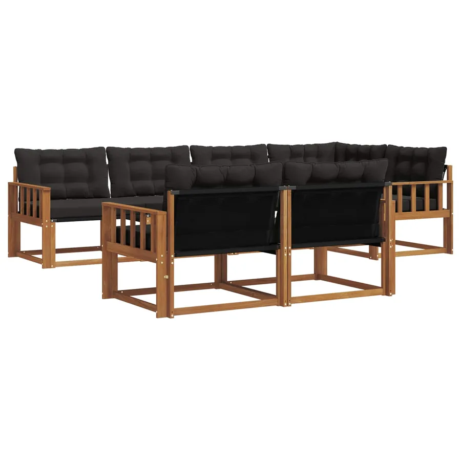 Ensemble de canapés d'extérieur 7 pcs Naturel et Noir - 2