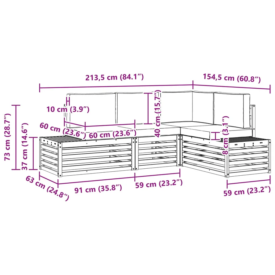 Ensemble de canapés d'extérieur 4 Pièce Naturel et Anthracite - 11