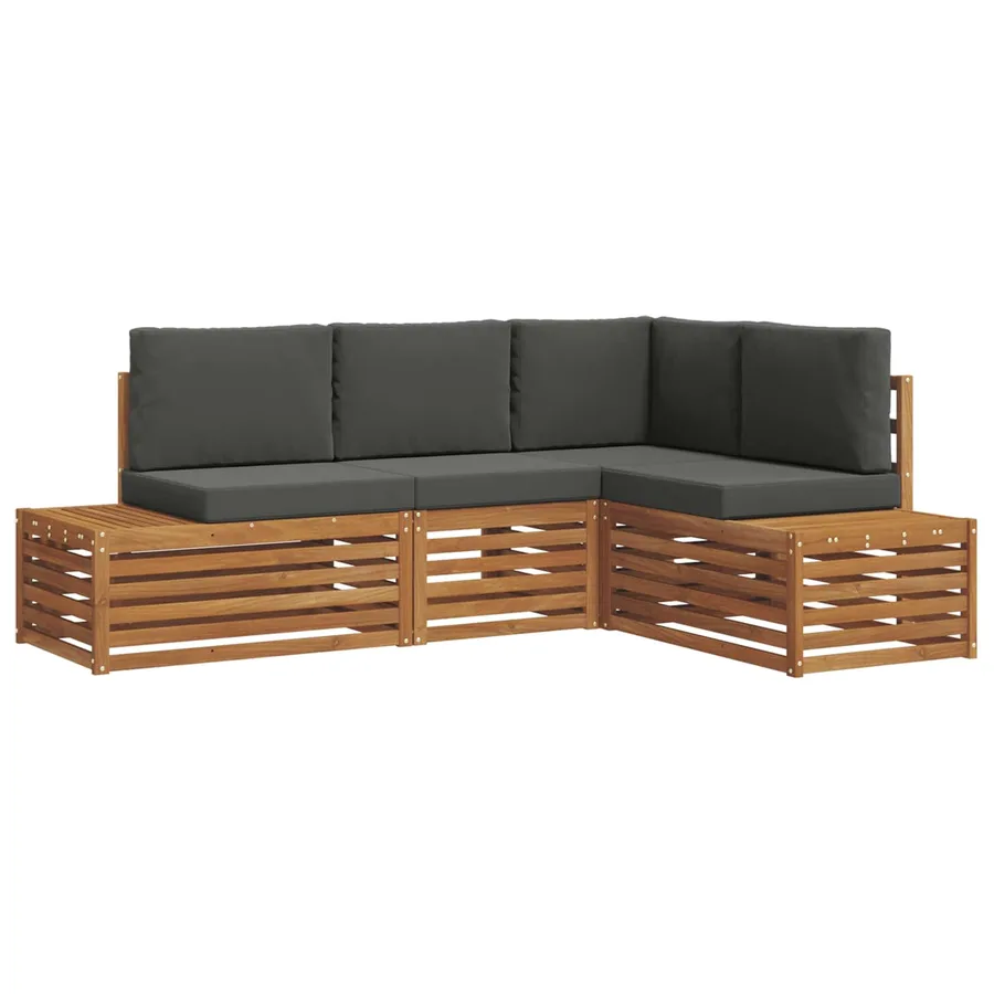 Ensemble de canapés d'extérieur 4 Pièce Naturel et Anthracite - 2