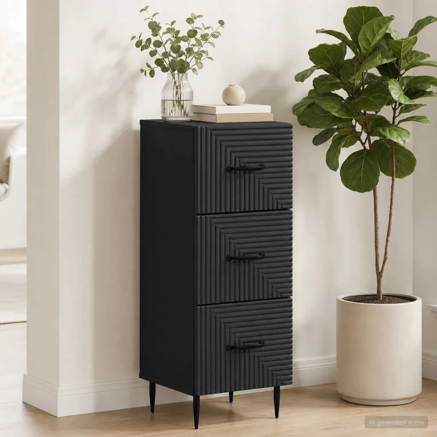 Armoire à tiroirs Noir 33 x 34,5 x 89,5 cm Bois d'ingénierie