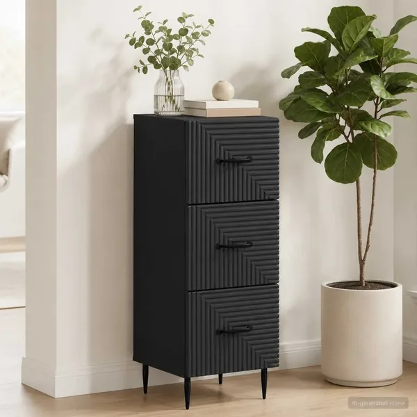 Armoire à tiroirs Noir 33 x 34,5 x 89,5 cm Bois d'ingénierie