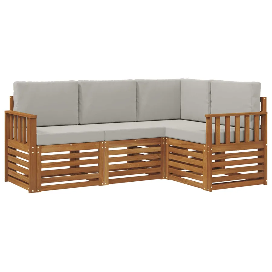Ensembles de canapés avec coussin 4 pcs Gris Naturel et Clair - 2