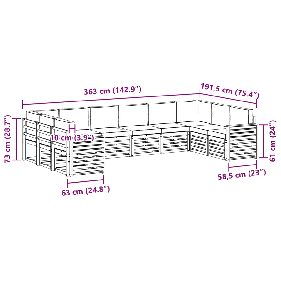 Ensemble de canapé d'angle 10 pcs Gris Naturel et Clair - 9